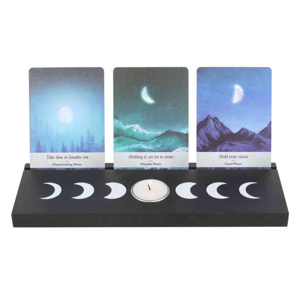 Something Different - Black Moon Phase Tarot Card Stand Tea light holder - Black